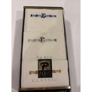 Paris Classic 3 Piece‎ Men's 100% Cotton Handkerchief White Embroidered E